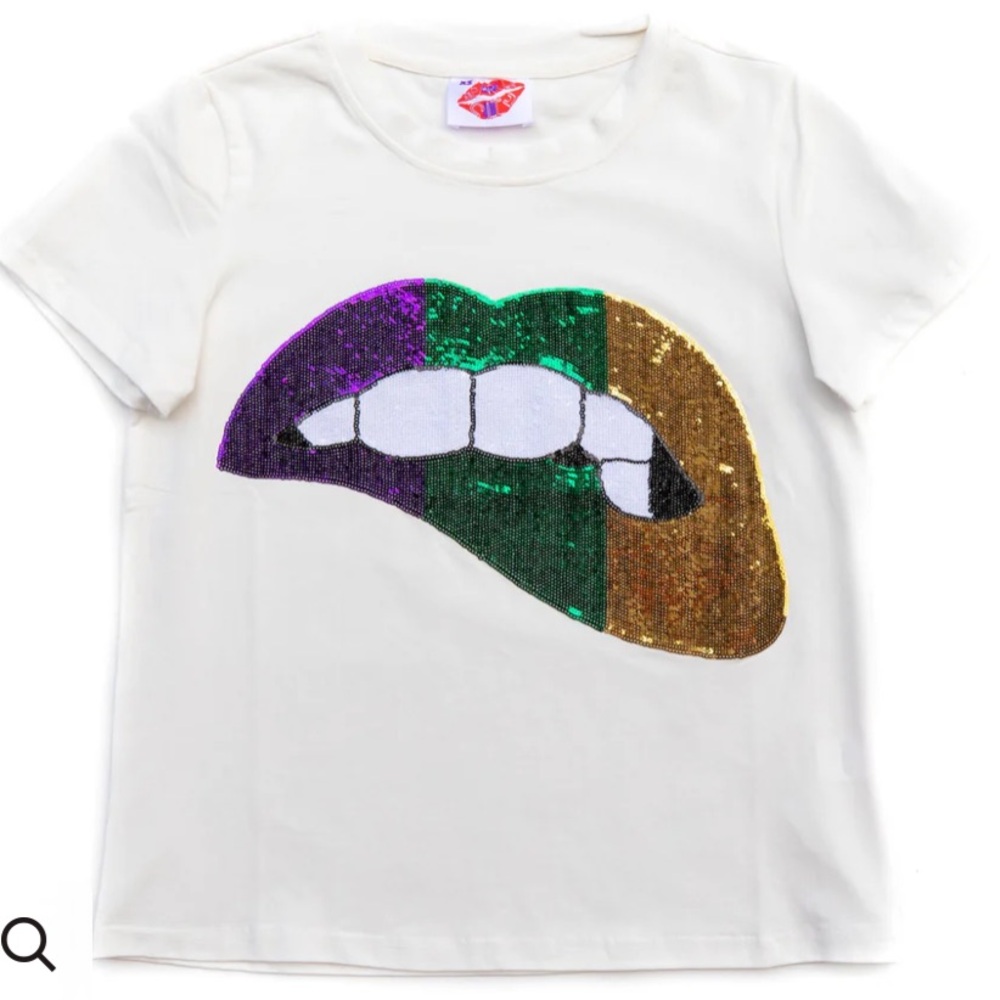 Sparkle City Mardi Gras Sequin Tee, Medium